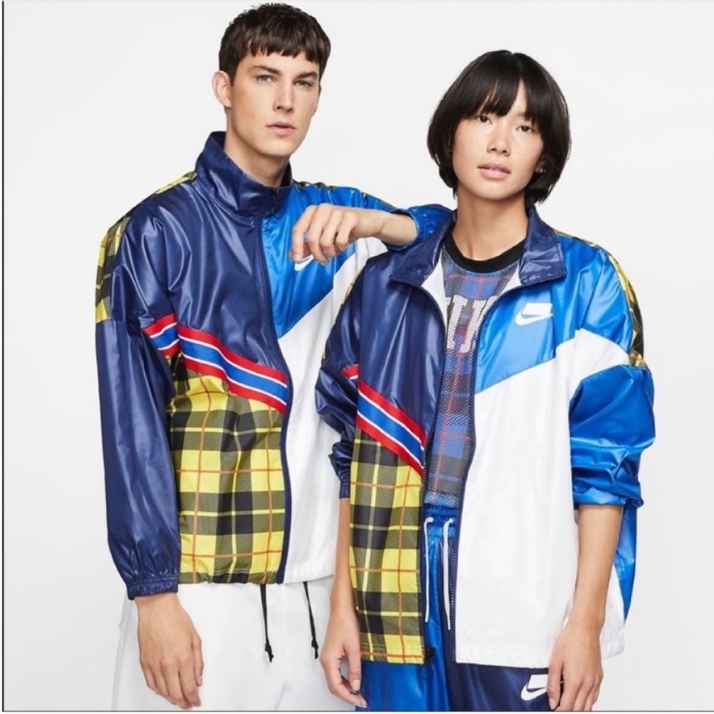 NWT Nike woven plaid Oversized zip up Jacket L